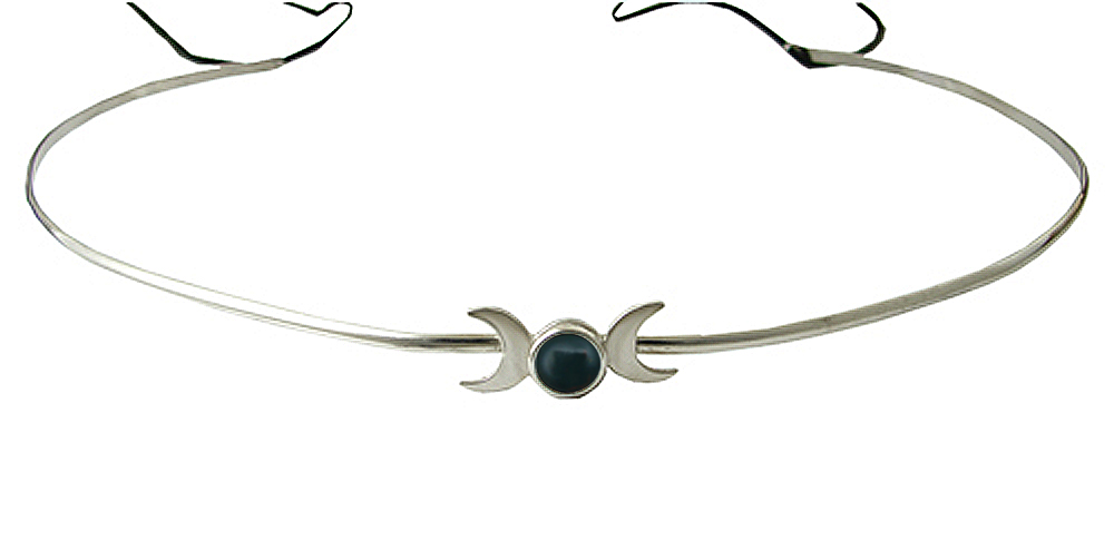 Sterling Silver Renaissance Style Headpiece Circlet Tiara With Bloodstone